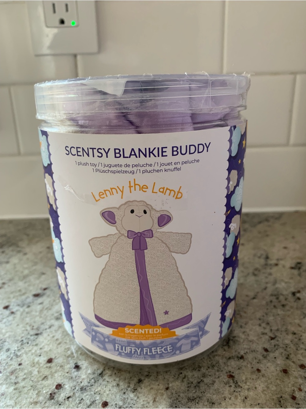NEW Scentsy Blankie Buddy LENNY THE LAMB - Purple and Cream Plush Fluffy Fleece
